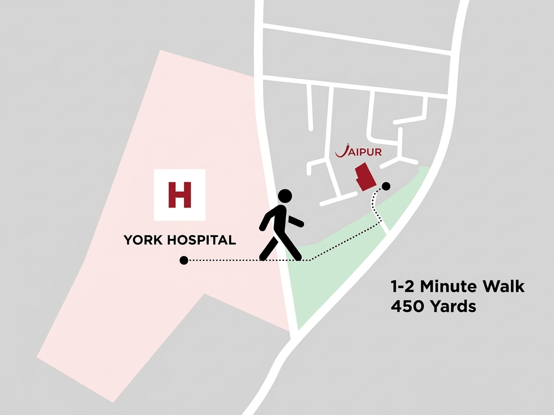 Walking route from Car Park York to York Hospital